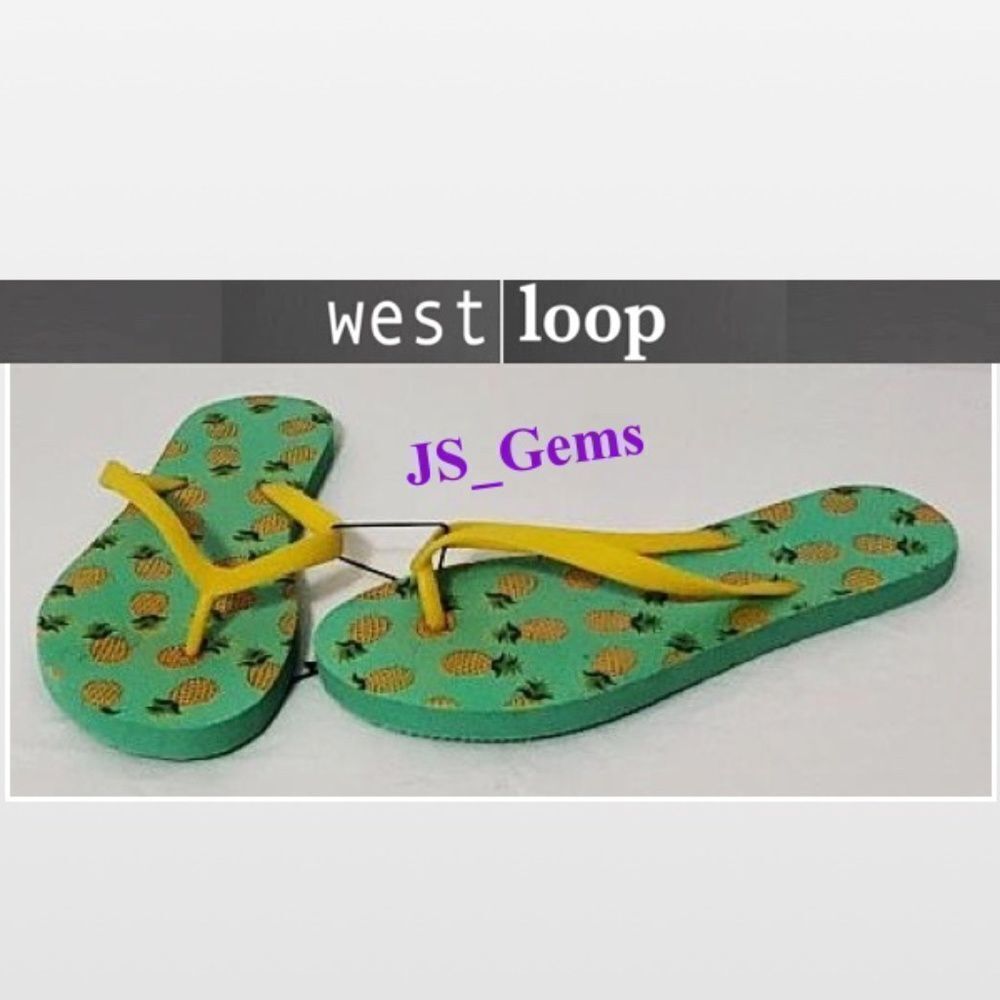 New Green & Yellow Pineapple Flip Flop Sandal Shoes